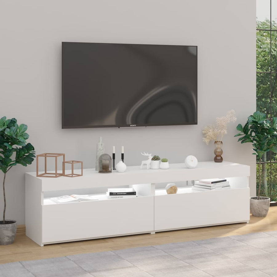 Tv-Meubelen Met Led-Verlichting 2 75 x 35 x 40 cm Wit