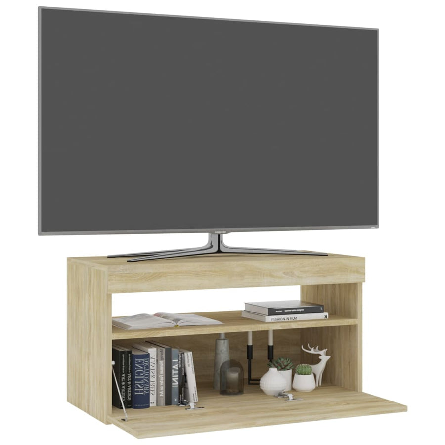Tv-Meubel Met Led-Verlichting Kleurig 1 75 x 35 x 40 cm Sonoma eiken