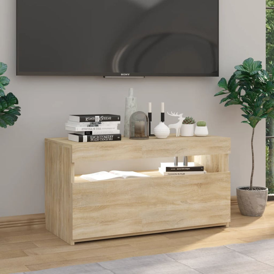 Tv-Meubel Met Led-Verlichting Kleurig 1 75 x 35 x 40 cm Sonoma eiken