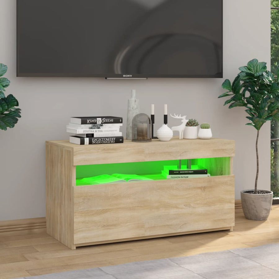 Tv-Meubel Met Led-Verlichting Kleurig 1 75 x 35 x 40 cm Sonoma eiken