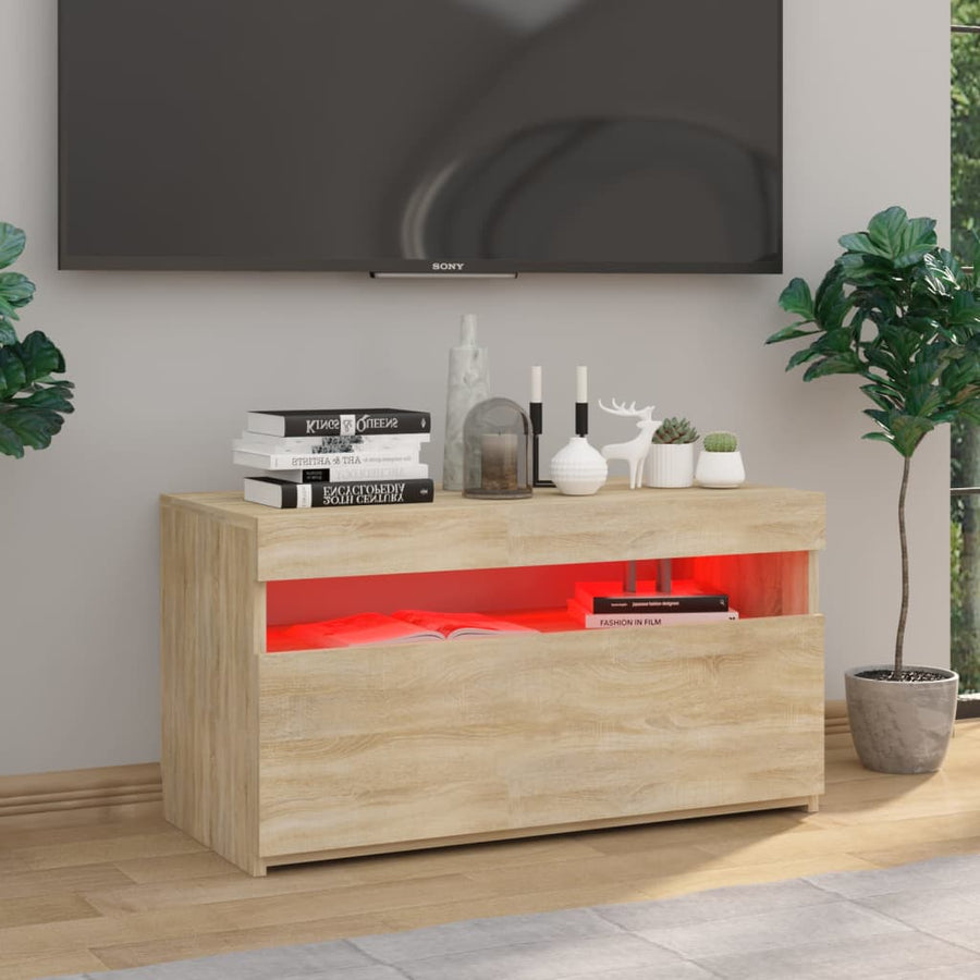 Tv-Meubel Met Led-Verlichting Kleurig 1 75 x 35 x 40 cm Sonoma eiken