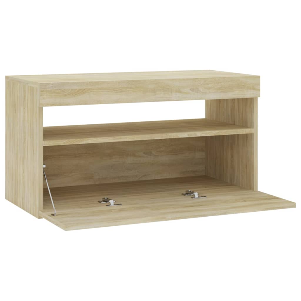 Tv-Meubel Met Led-Verlichting Kleurig 1 75 x 35 x 40 cm Sonoma eiken