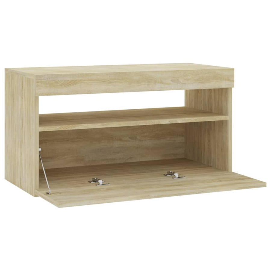 Tv-Meubel Met Led-Verlichting Kleurig 1 75 x 35 x 40 cm Sonoma eiken