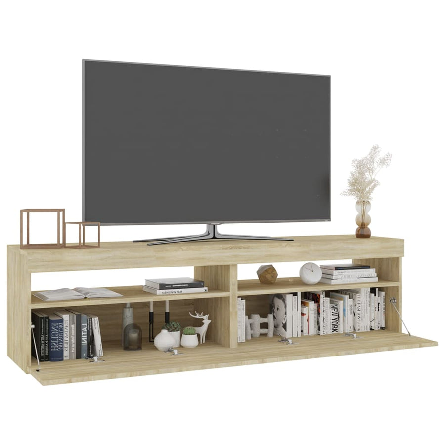 Tv-Meubelen Met Led-Verlichting 2 75 x 35 x 40 cm Sonoma eiken