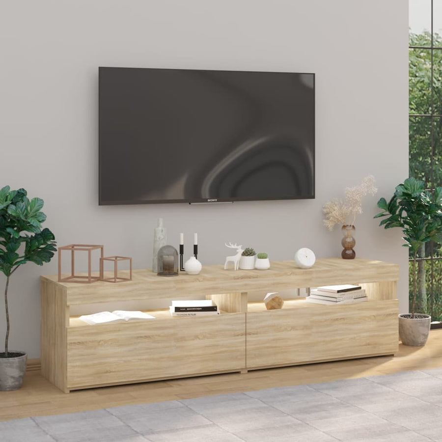 Tv-Meubelen Met Led-Verlichting 2 75 x 35 x 40 cm Sonoma eiken