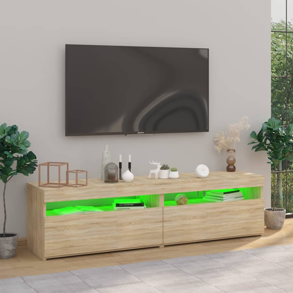 Tv-Meubelen Met Led-Verlichting 2 75 x 35 x 40 cm Sonoma eiken