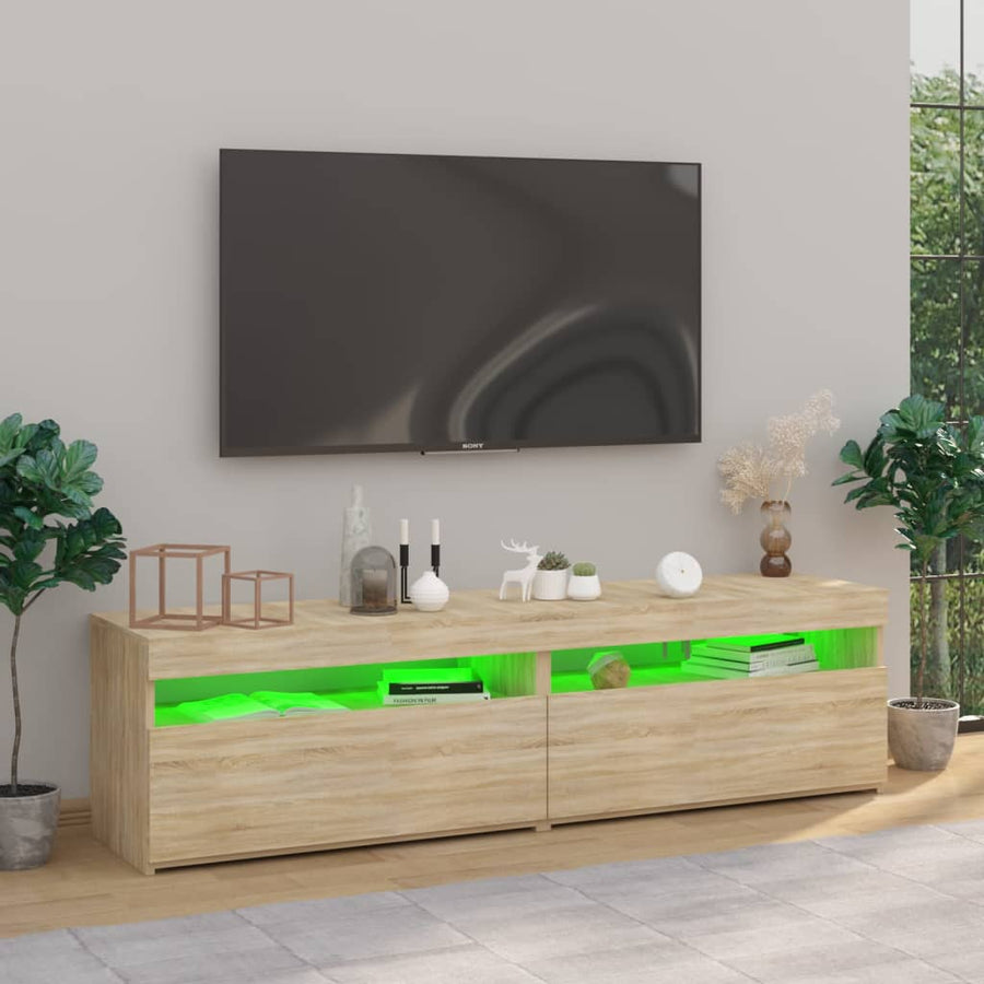 Tv-Meubelen Met Led-Verlichting 2 75 x 35 x 40 cm Sonoma eiken