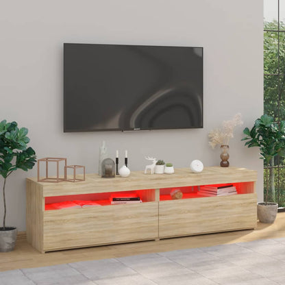 Tv-Meubelen Met Led-Verlichting 2 75 x 35 x 40 cm Sonoma eiken