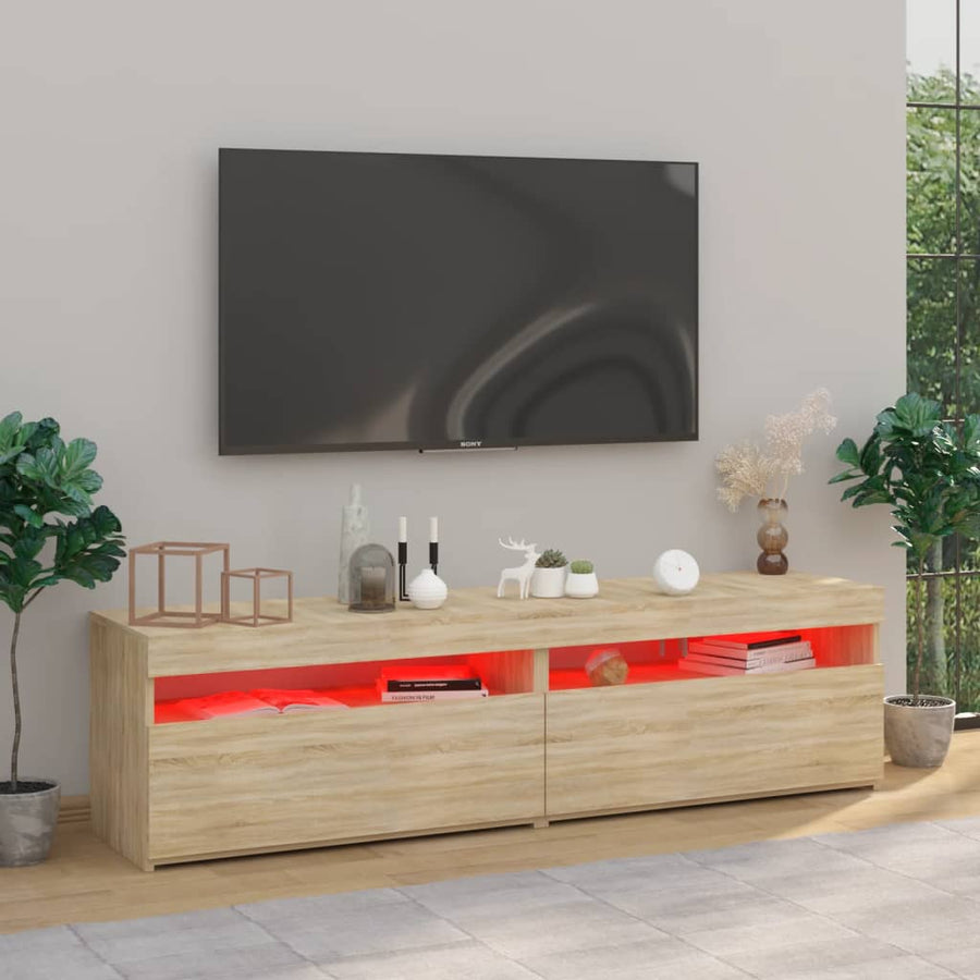 Tv-Meubelen Met Led-Verlichting 2 75 x 35 x 40 cm Sonoma eiken
