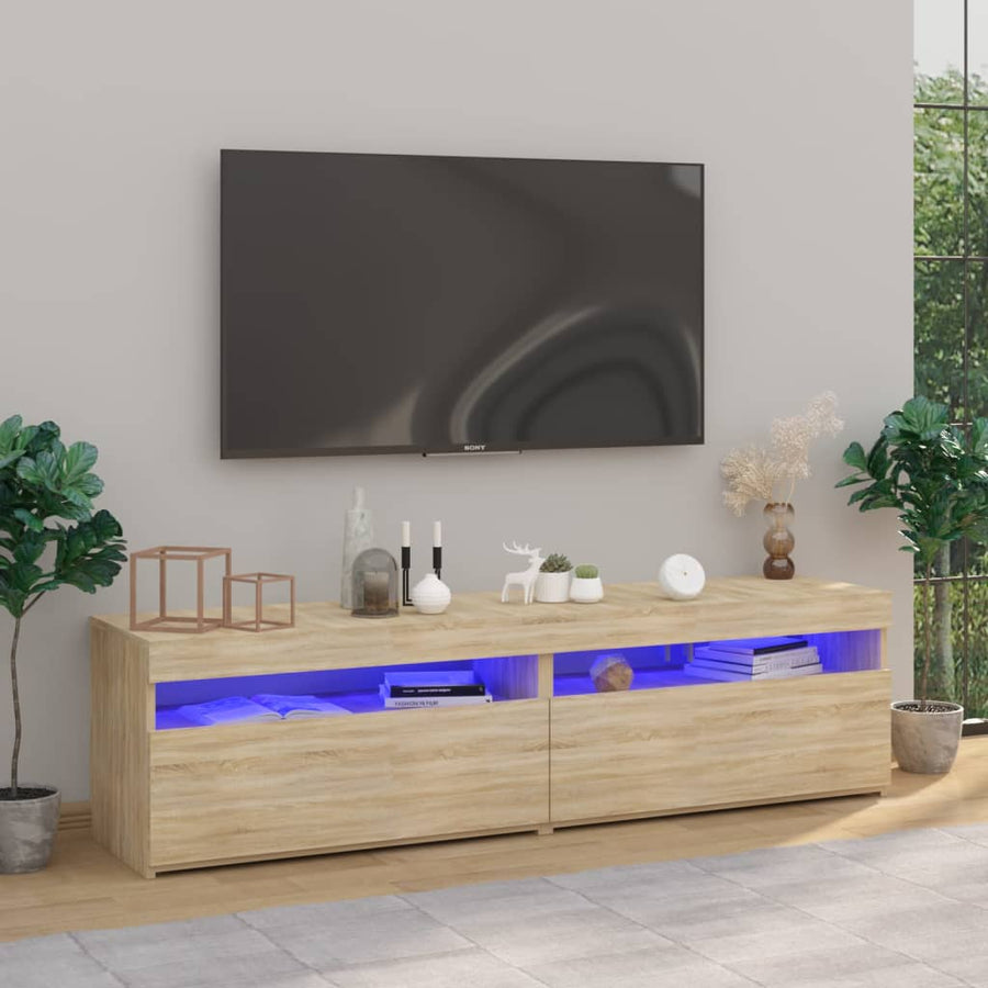 Tv-Meubelen Met Led-Verlichting 2 75 x 35 x 40 cm Sonoma eiken