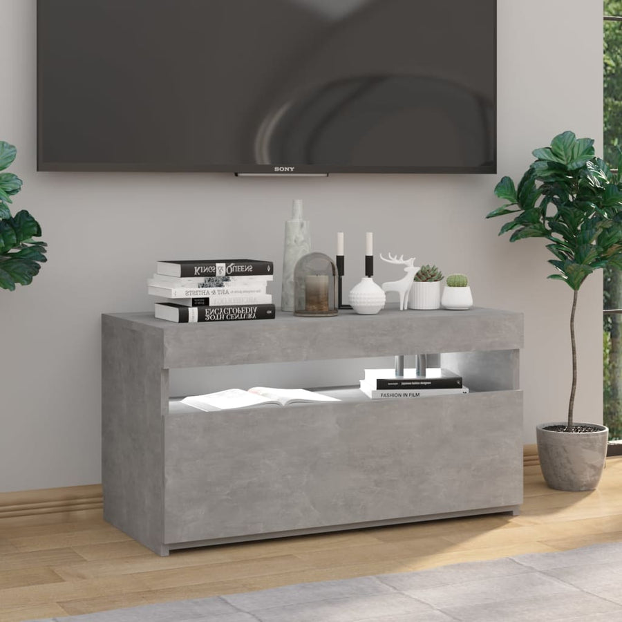 Tv-Meubel Met Led-Verlichting 1 75 x 35 x 40 cm Betongrijs