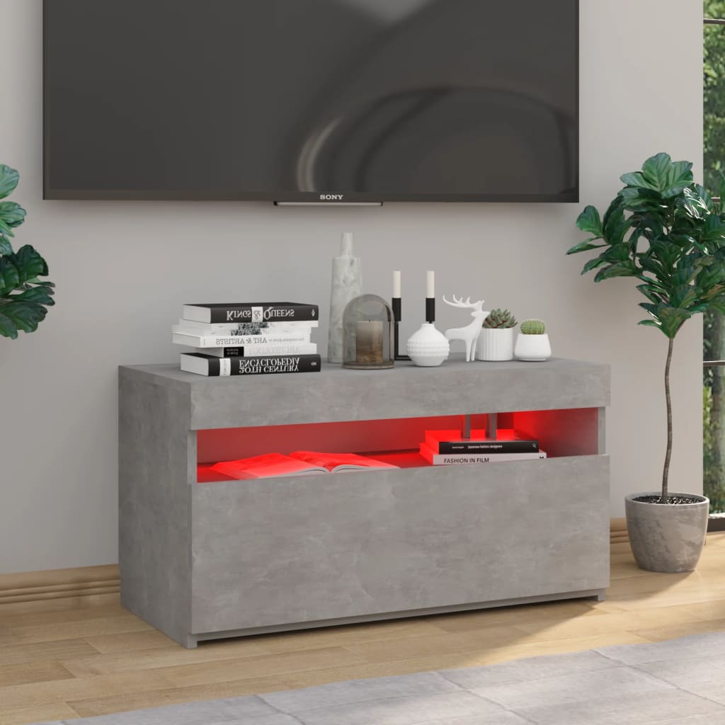 Tv-Meubel Met Led-Verlichting 1 75 x 35 x 40 cm Betongrijs