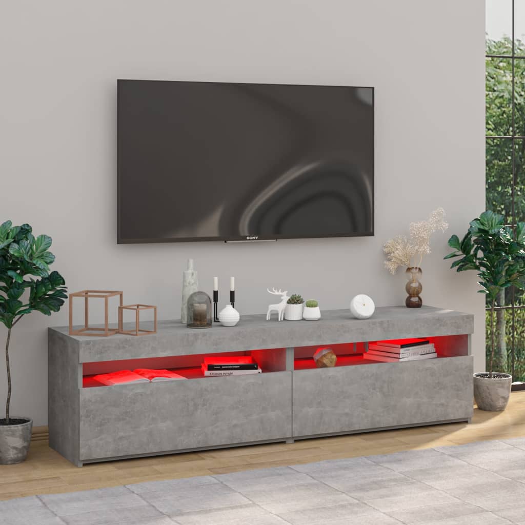Tv-Meubelen Met Led-Verlichting 2 75 x 35 x 40 cm Betongrijs