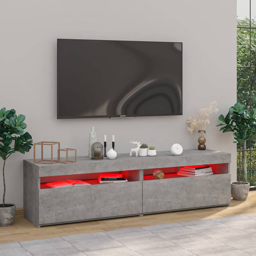 Tv-Meubelen Met Led-Verlichting 2 75 x 35 x 40 cm Betongrijs