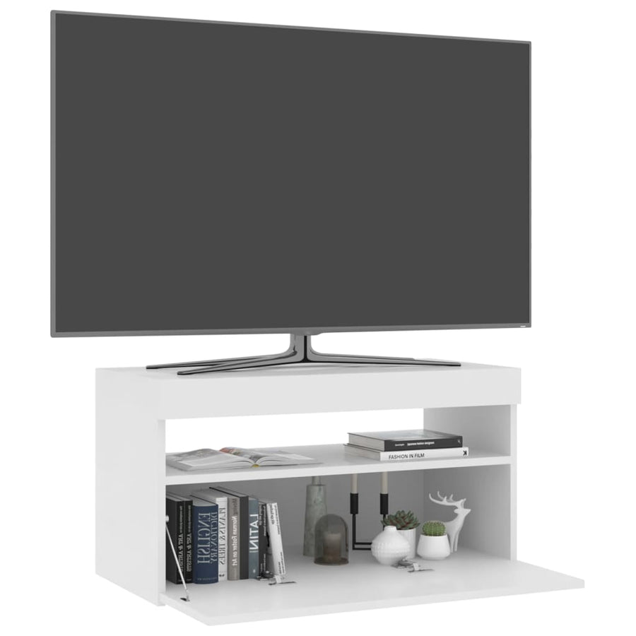 Tv-Meubel Met Led-Verlichting 1 75 x 35 x 40 cm Hoogglans wit