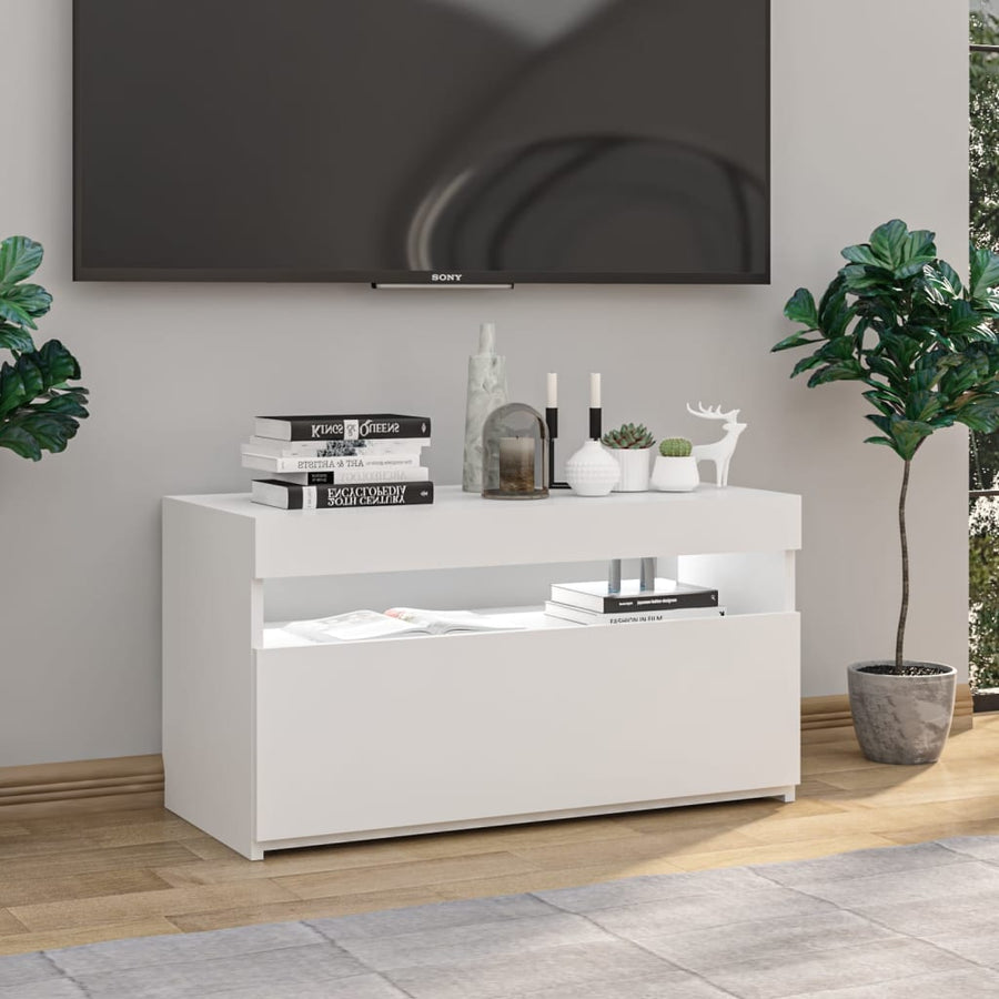Tv-Meubel Met Led-Verlichting 1 75 x 35 x 40 cm Hoogglans wit