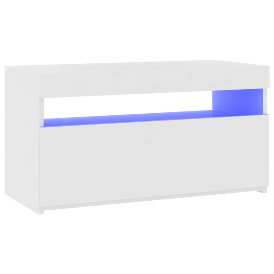 Tv-Meubel Met Led-Verlichting 1 75 x 35 x 40 cm Hoogglans wit