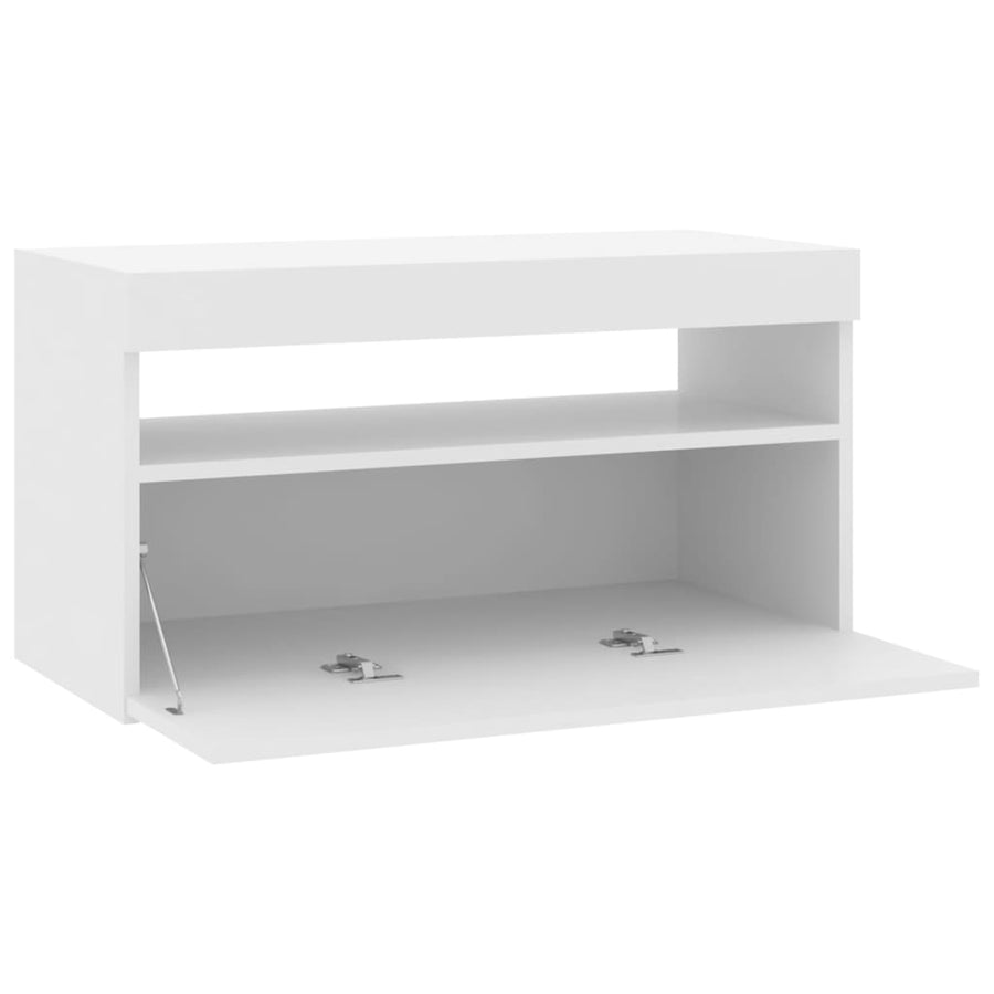 Tv-Meubel Met Led-Verlichting 1 75 x 35 x 40 cm Hoogglans wit