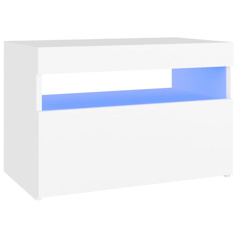Tv-Meubel Met Led-Verlichting Zwart 1 60 x 35 x 40 cm Wit