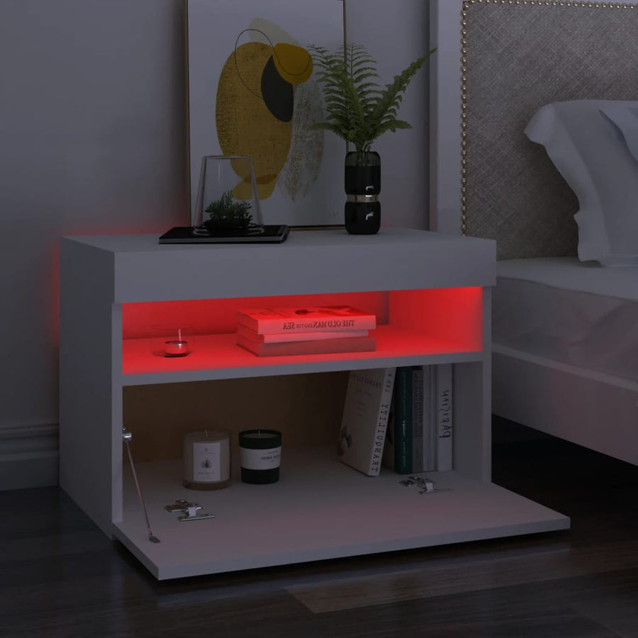 Tv-Meubel Met Led-Verlichting Zwart 1 60 x 35 x 40 cm Wit