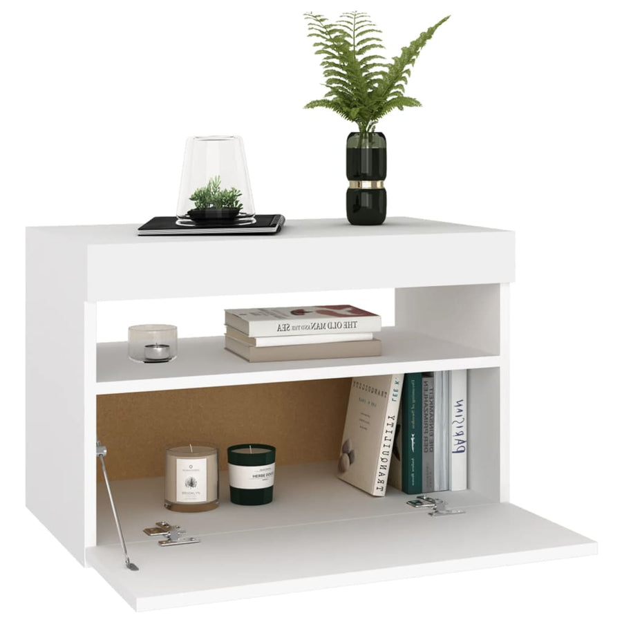 Tv-Meubel Met Led-Verlichting Zwart 1 60 x 35 x 40 cm Wit