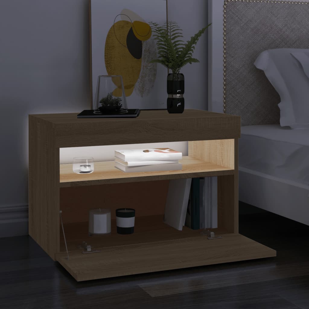 Tv-Meubel Met Led-Verlichting Kleurig 1 60 x 35 x 40 cm Sonoma eiken