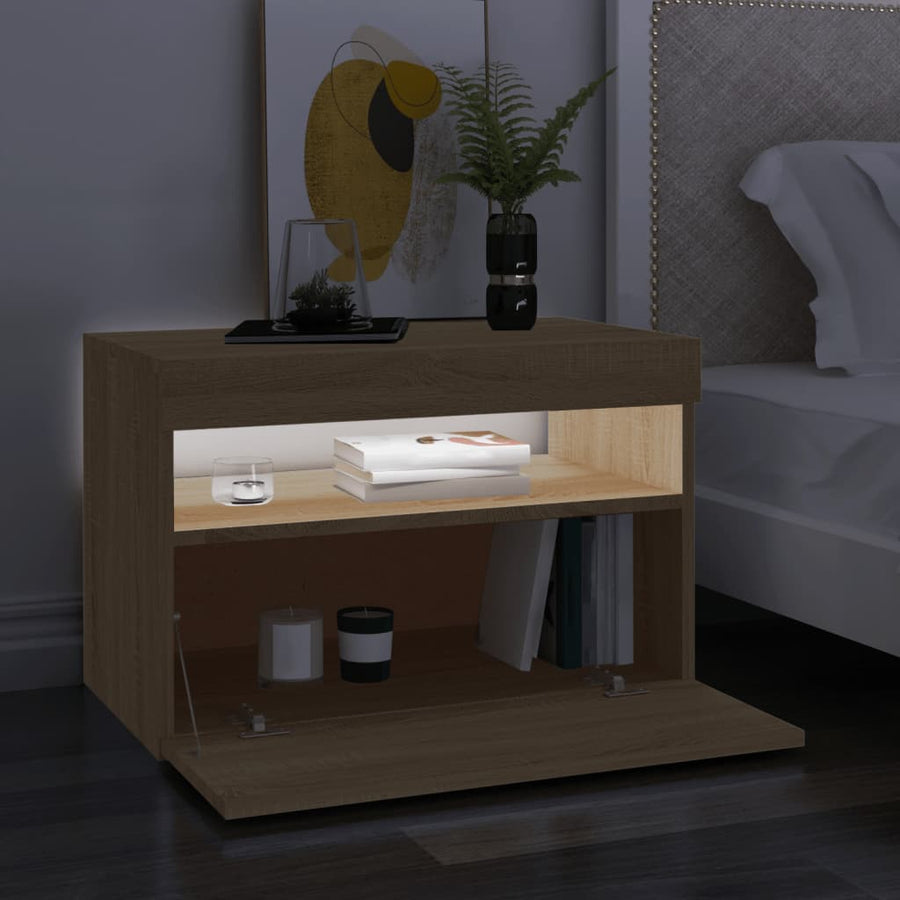 Tv-Meubel Met Led-Verlichting Kleurig 1 60 x 35 x 40 cm Sonoma eiken