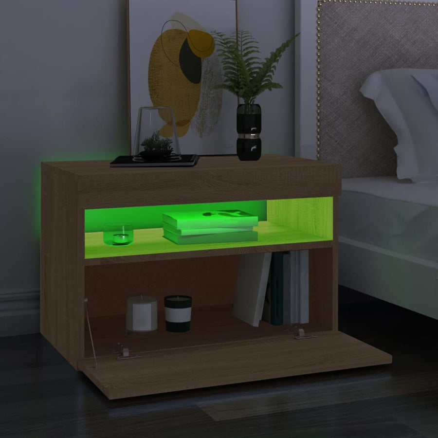 Tv-Meubel Met Led-Verlichting Kleurig 1 60 x 35 x 40 cm Sonoma eiken
