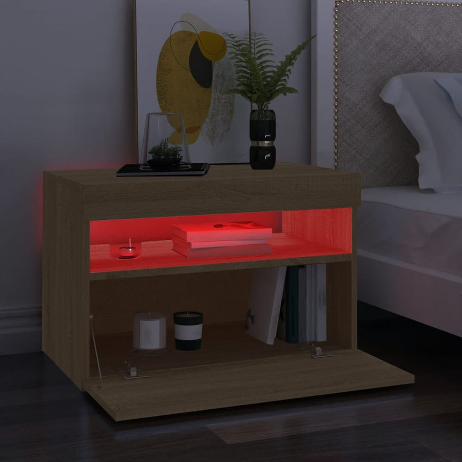 Tv-Meubel Met Led-Verlichting Kleurig 1 60 x 35 x 40 cm Sonoma eiken