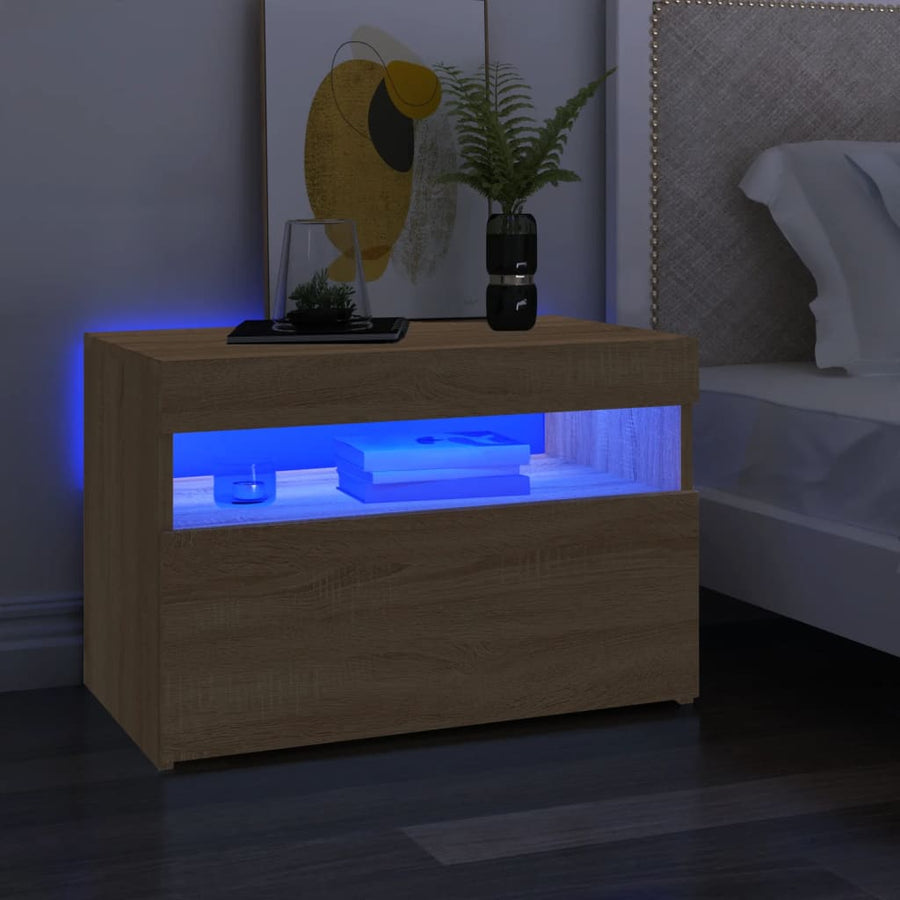 Tv-Meubel Met Led-Verlichting Kleurig 1 60 x 35 x 40 cm Sonoma eiken