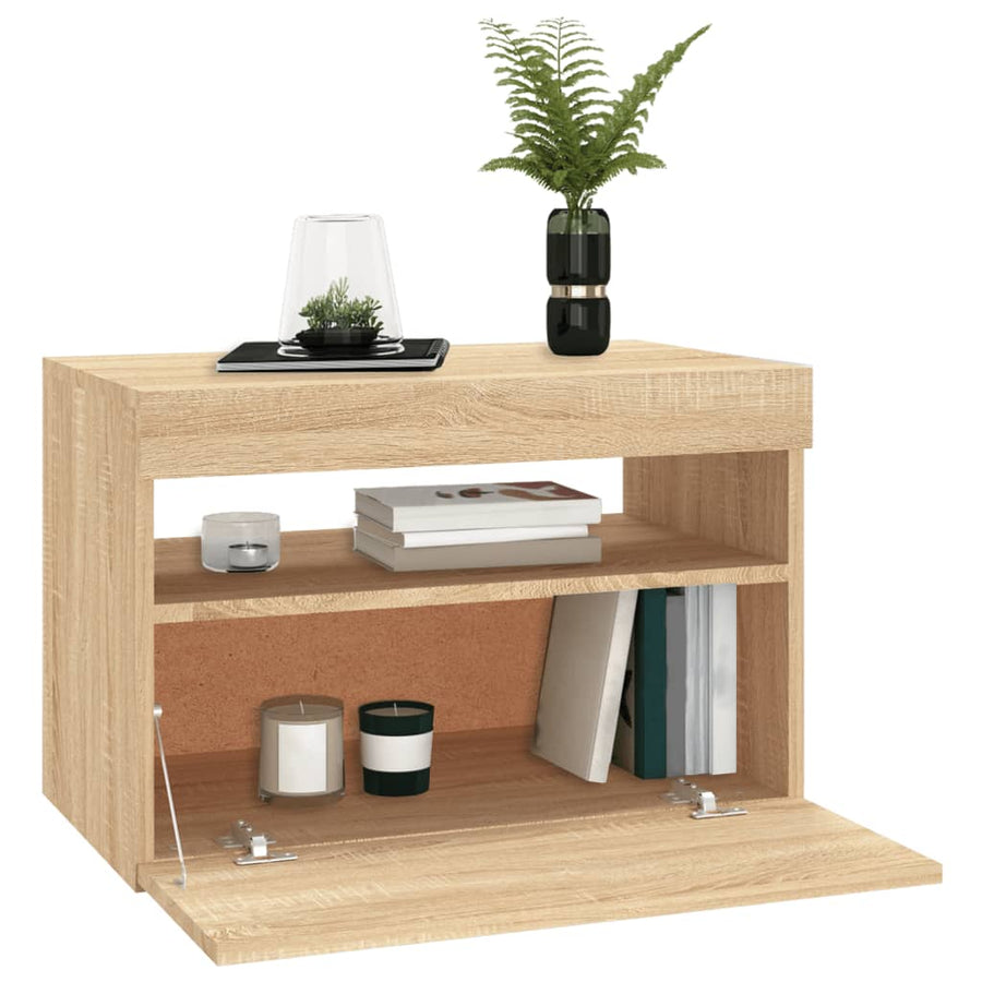 Tv-Meubel Met Led-Verlichting Kleurig 1 60 x 35 x 40 cm Sonoma eiken