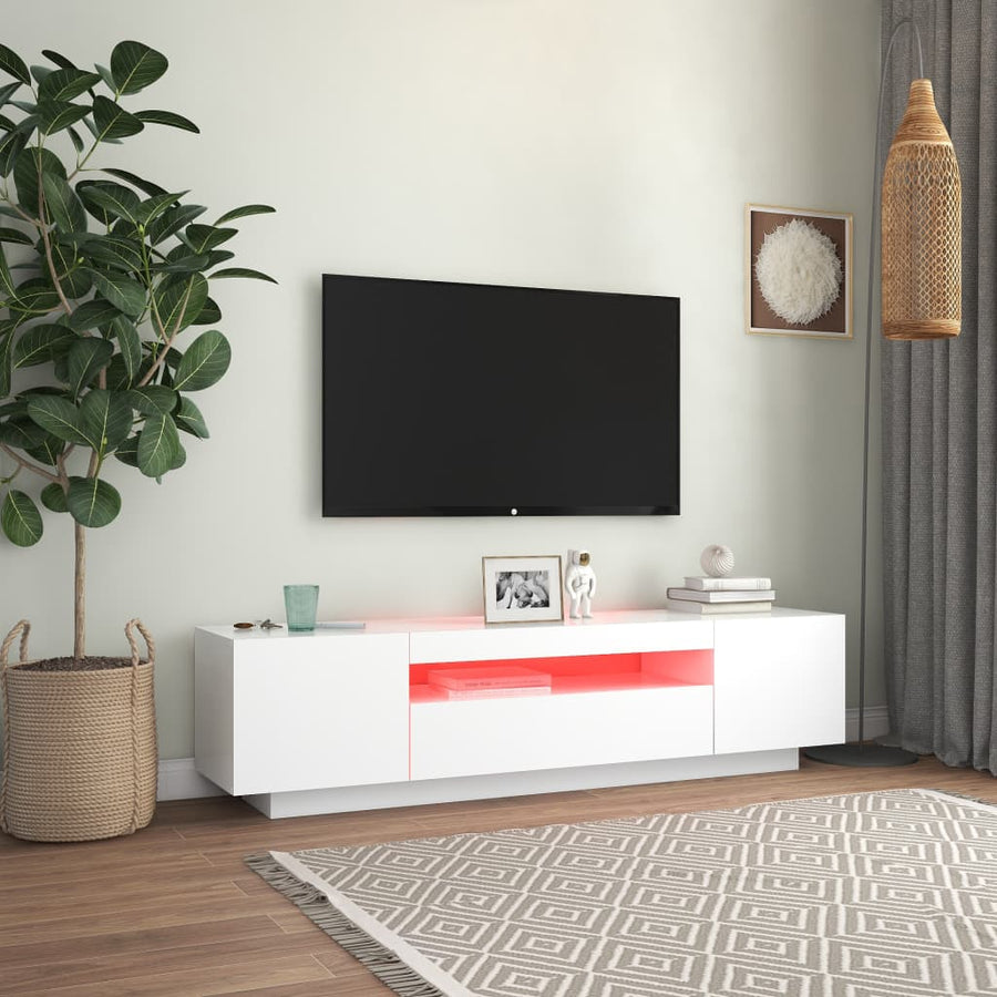 Tv-Meubel Met Led-Verlichting 60X35X40 Cm Wit