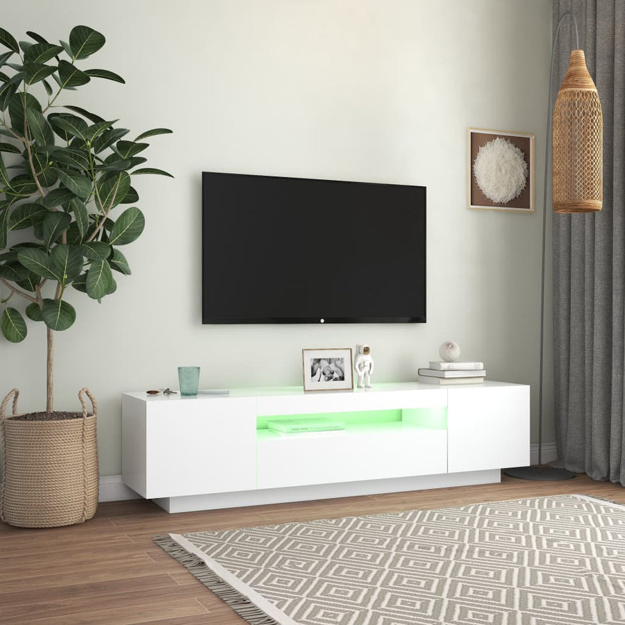 Tv-Meubel Met Led-Verlichting 60X35X40 Cm Wit