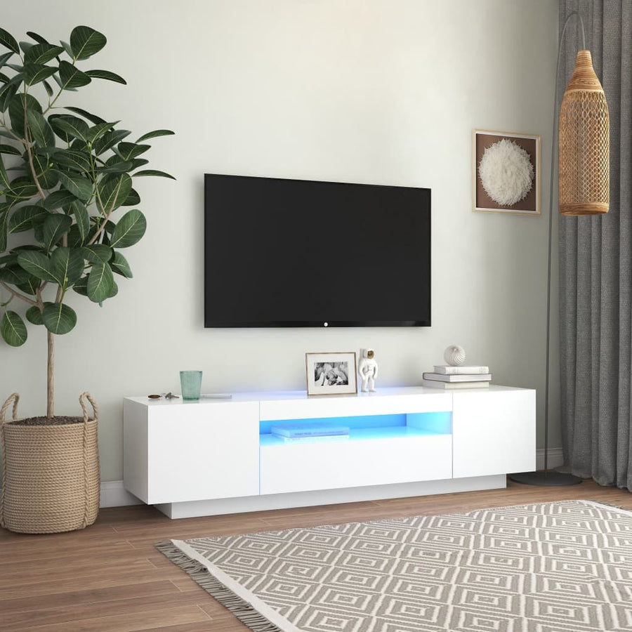 Tv-Meubel Met Led-Verlichting 60X35X40 Cm Wit