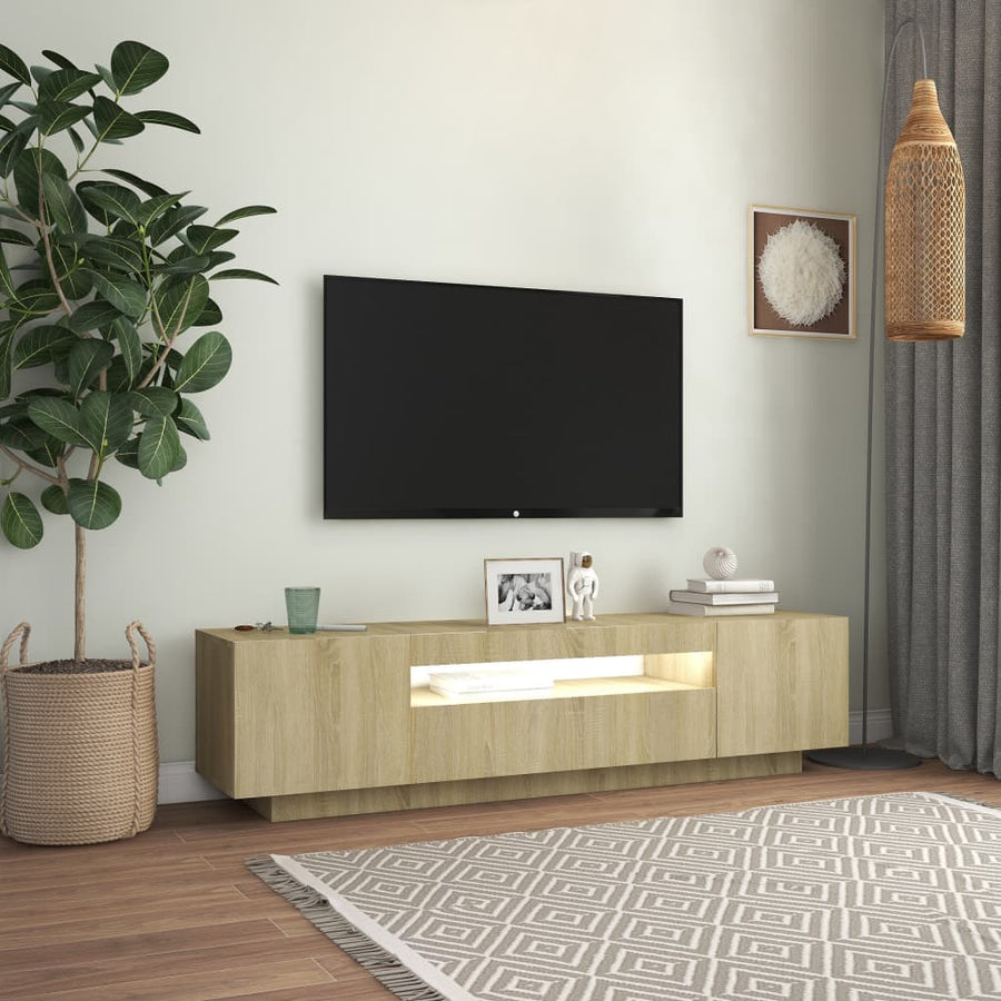 Tv-Meubel Met Led-Verlichting 60X35X40 Cm Kleurig Sonoma eiken