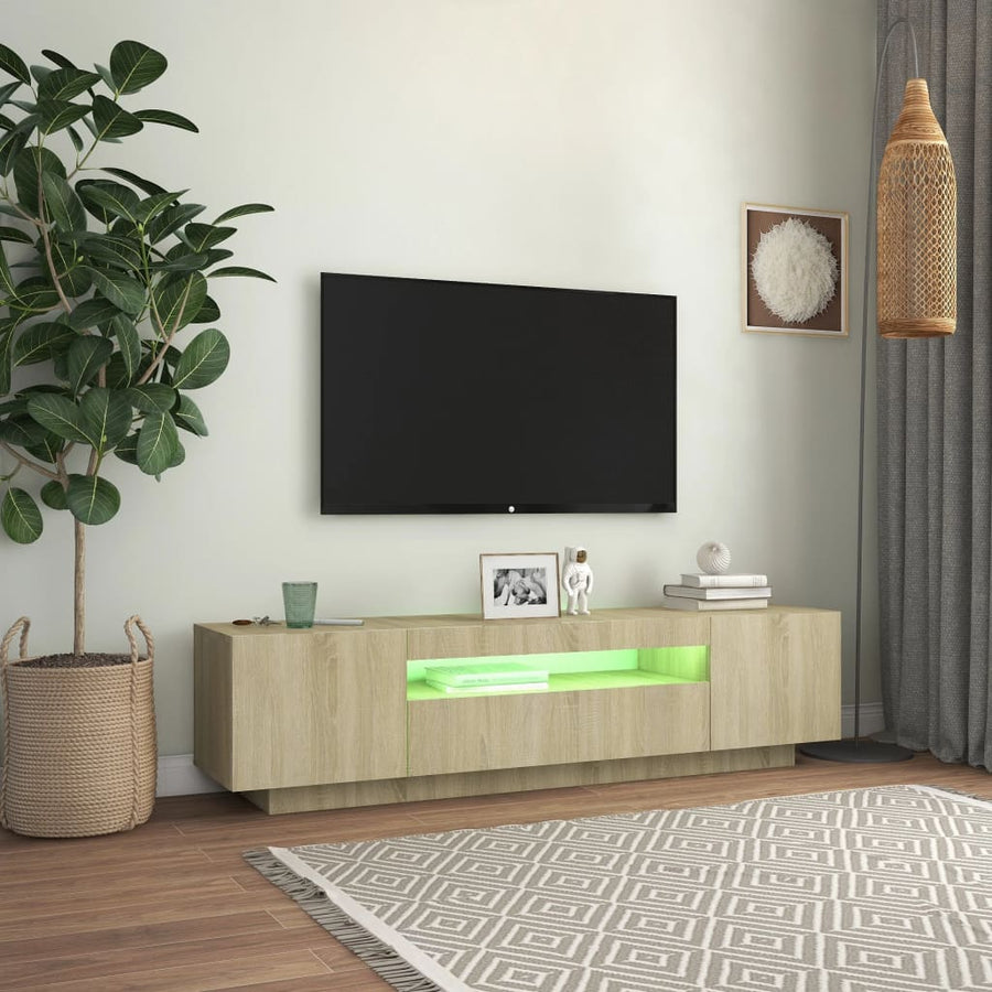 Tv-Meubel Met Led-Verlichting 60X35X40 Cm Kleurig Sonoma eiken
