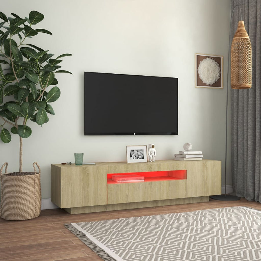 Tv-Meubel Met Led-Verlichting 60X35X40 Cm Kleurig Sonoma eiken