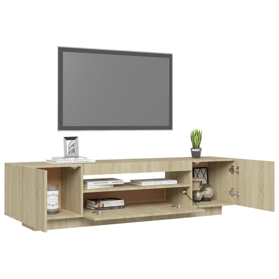Tv-Meubel Met Led-Verlichting 60X35X40 Cm Kleurig Sonoma eiken