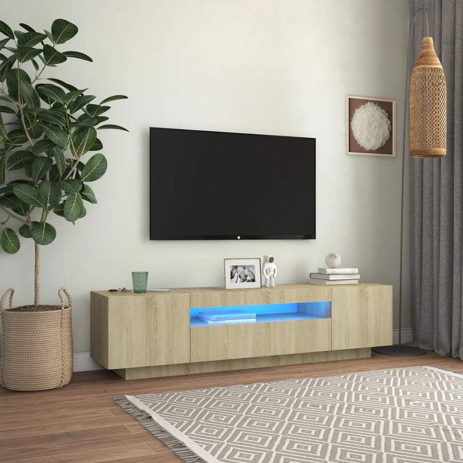 Tv-Meubel Met Led-Verlichting 60X35X40 Cm Kleurig Sonoma eiken
