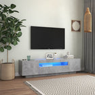 TV cabinet with LED lighting 160x35x40 cm concrete gray