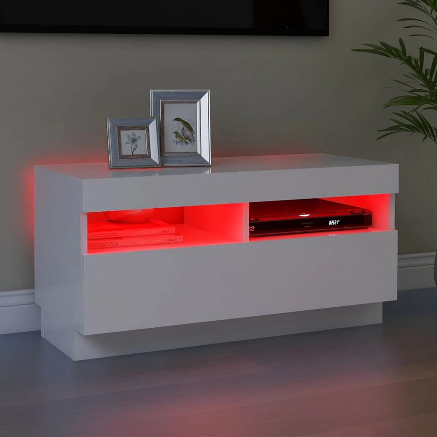 Tv-Meubel Met Led-Verlichting 80 x 35 x 40 cm Wit