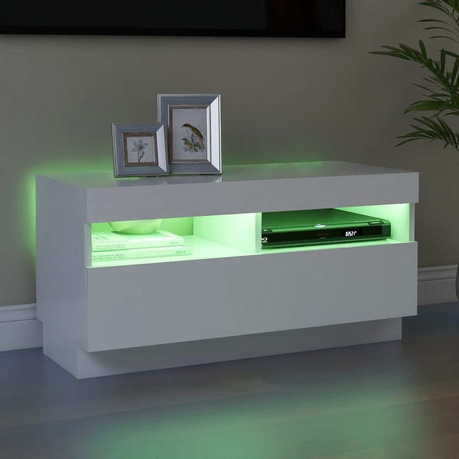 Tv-Meubel Met Led-Verlichting 80 x 35 x 40 cm Wit