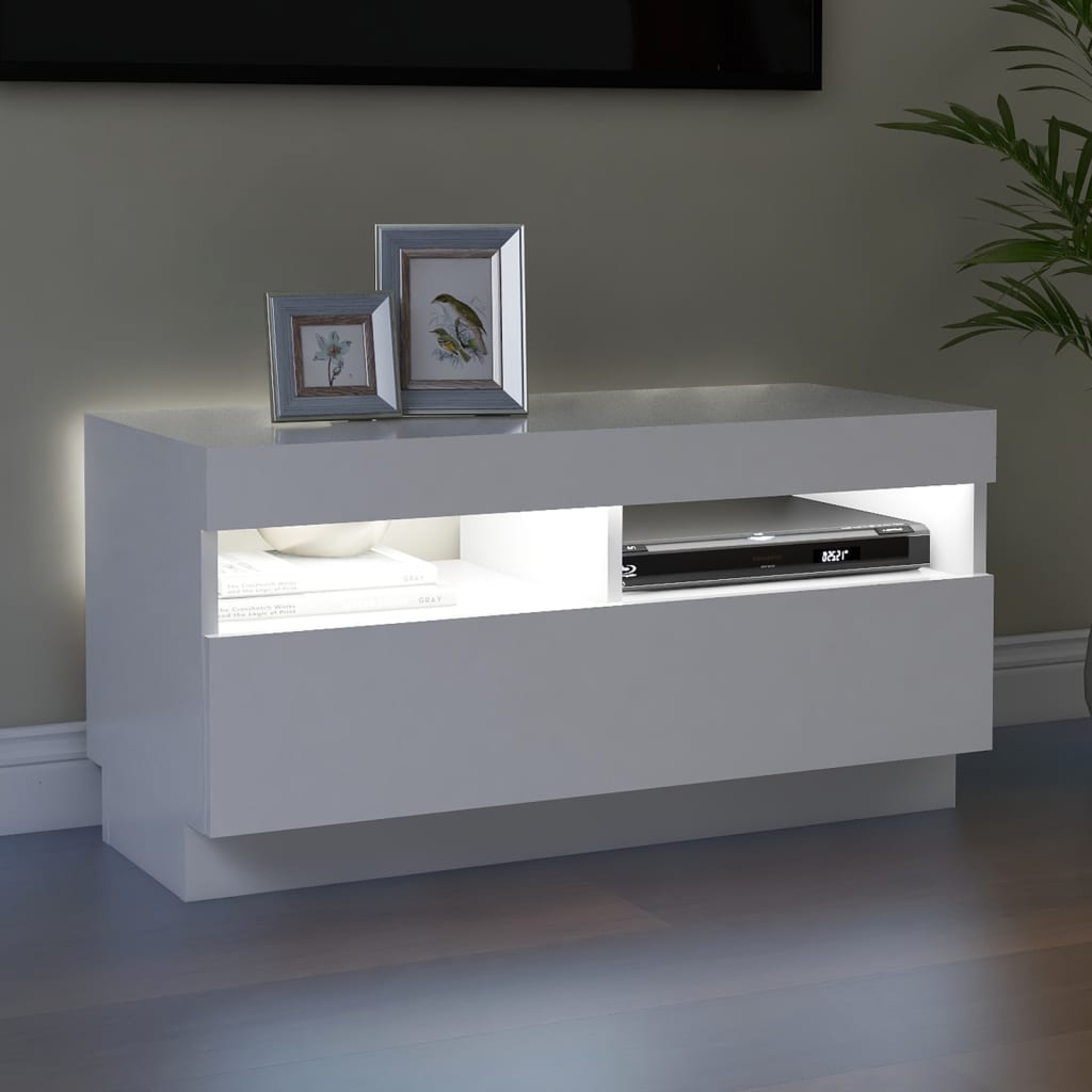 Tv-Meubel Met Led-Verlichting 80 x 35 x 40 cm Wit