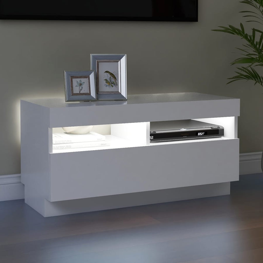 Tv-Meubel Met Led-Verlichting 80 x 35 x 40 cm Wit