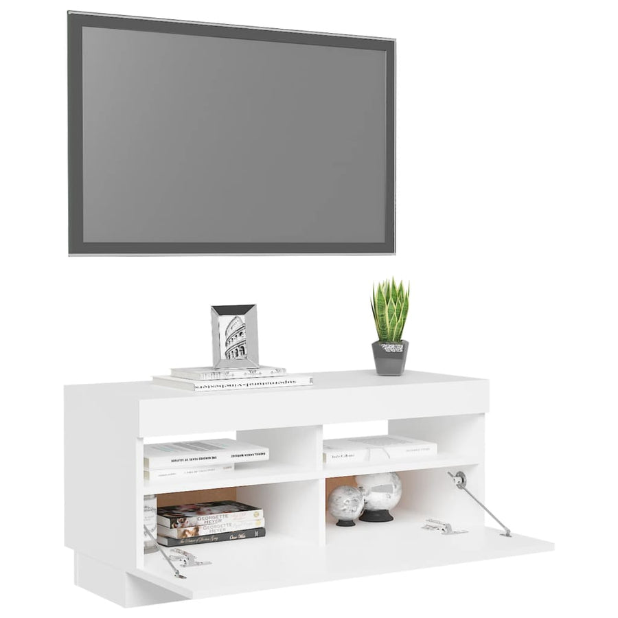 Tv-Meubel Met Led-Verlichting 80 x 35 x 40 cm Wit