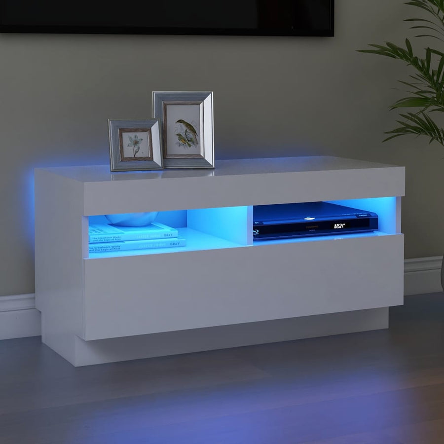 Tv-Meubel Met Led-Verlichting 80 x 35 x 40 cm Wit