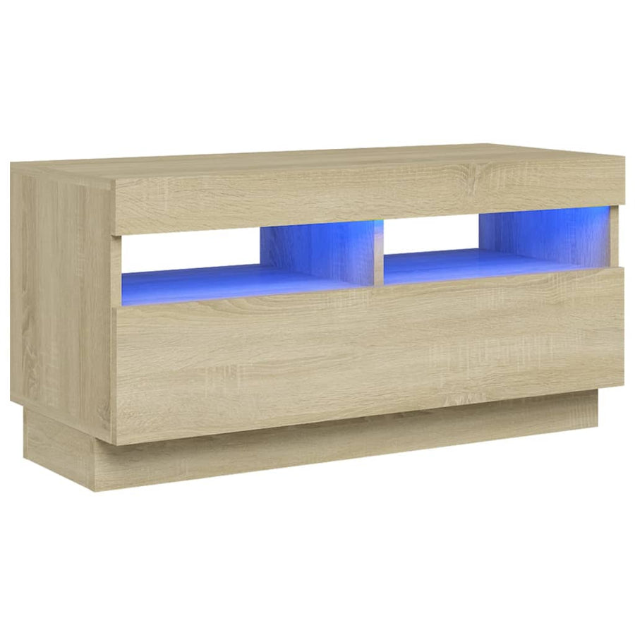Tv-Meubel Met Led-Verlichting Kleurig 80 x 35 x 40 cm Sonoma eiken