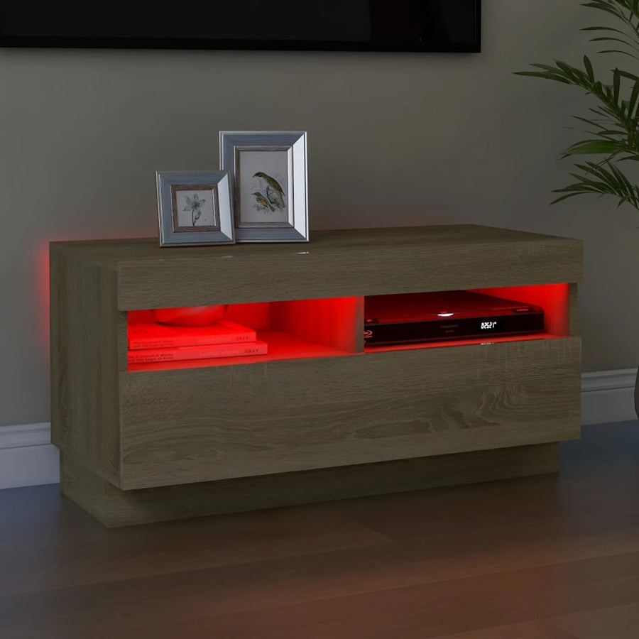 Tv-Meubel Met Led-Verlichting Kleurig 80 x 35 x 40 cm Sonoma eiken