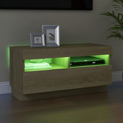Tv-Meubel Met Led-Verlichting Kleurig 80 x 35 x 40 cm Sonoma eiken