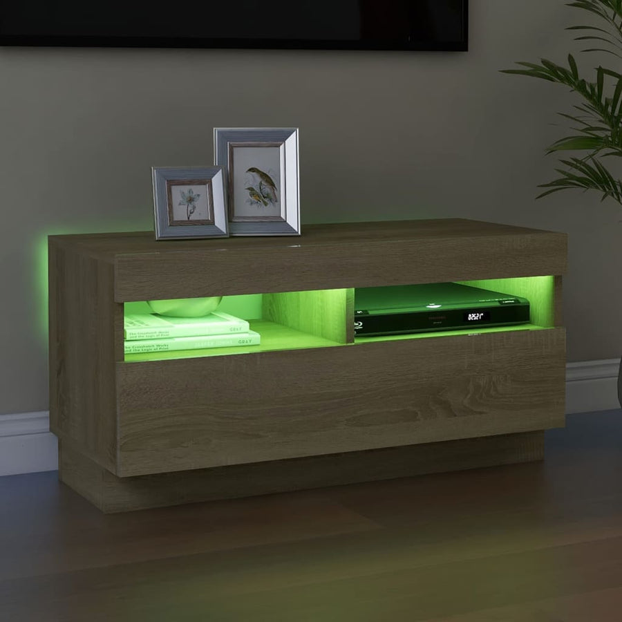 Tv-Meubel Met Led-Verlichting Kleurig 80 x 35 x 40 cm Sonoma eiken